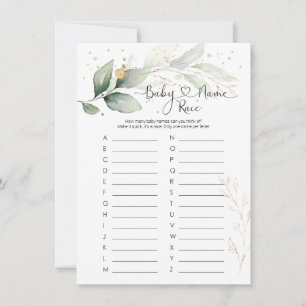 Convite Jogo Race de Nome do Bebê, Jogo de Chá de fraldas