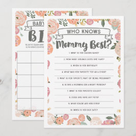 Convite Jogo Rosa de Chá de fraldas Duplo Lado