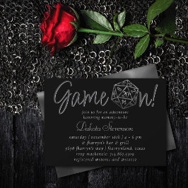 Convite Jogo Silver D20 ativado | Fantasy Dice Chá de pane