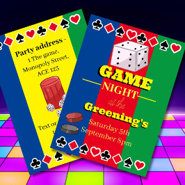 Convite Jogos da Família Casino Poker de Festa Noturna