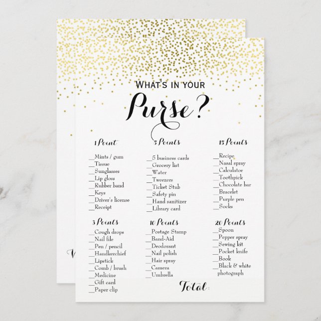 Convite Jogos de Chá de Bebê e Noiva Confete Dourado de Du (Frente/Verso)