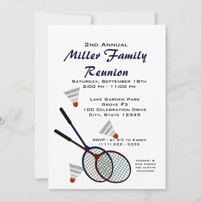 Convite Jogos de Piquenique no Quintal/ Badminton (Frente)