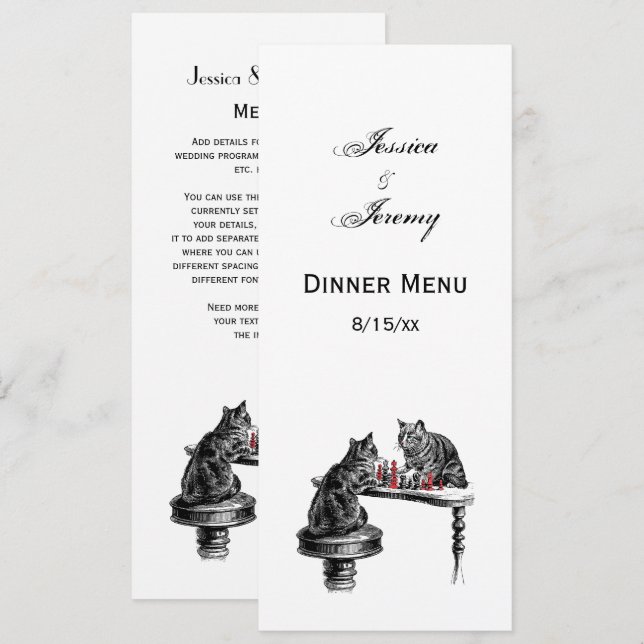 Convite Jogos de Tabuleiro Duas Gatas jogando Partida de X (Frente/Verso)