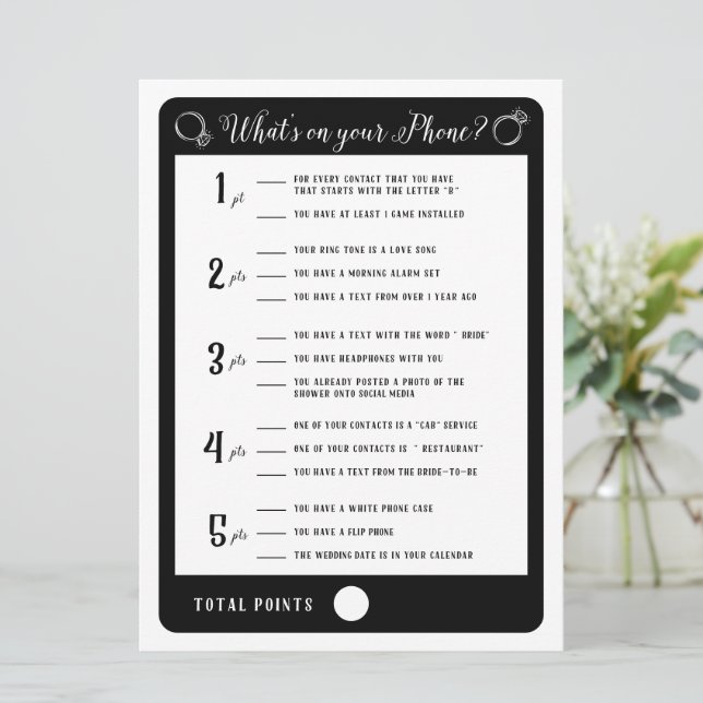 Convite Jogos do chá de panela O que há no seu jogo telefô (Em pé/Frente)