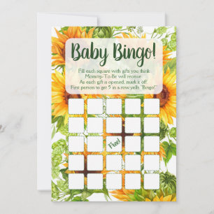 Convite Jogos do Chá do Sunflower Baby Bingo