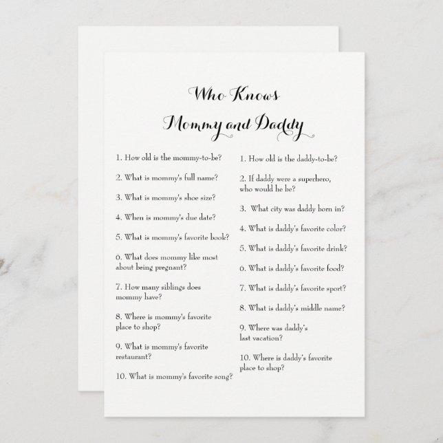 Convite Jogos laterais dobro do chá de fraldas - conselho (Frente/Verso)