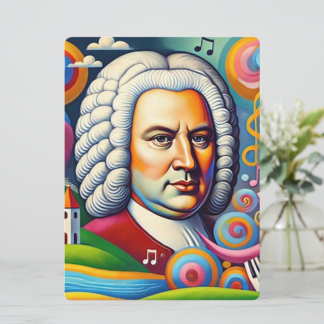 Convite Johann Sebastian Bach Portrait (Em pé/Frente)