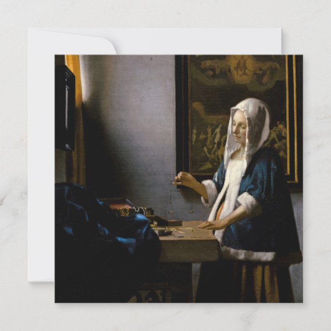 Convite Johannes Vermeer - Mulher Equilibrando (Frente)
