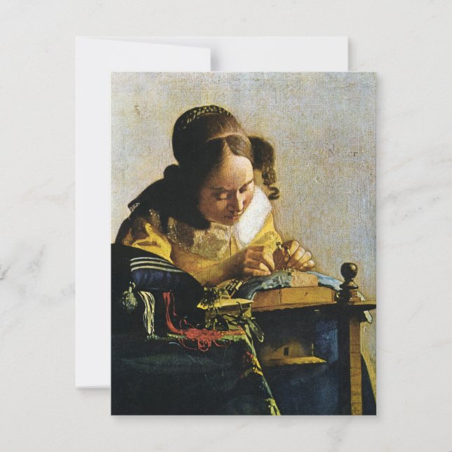 Convite Johannes Vermeer's The Lacemaker (cerca de 1670) (Frente)