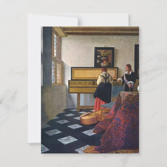 Convite Johannes Vermeer's The Music Lesson (cerca de 1663 (Frente)