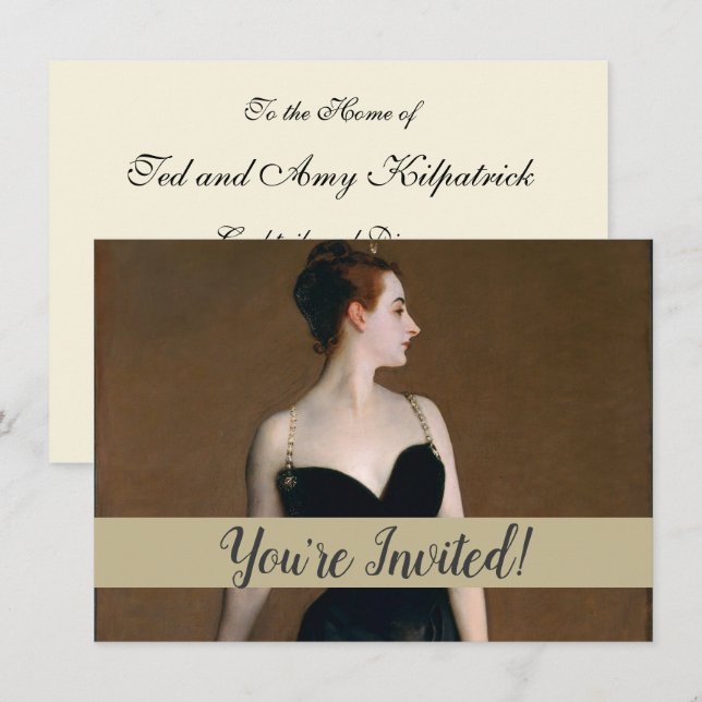 Convite John Singer Sargent Retrato da Madame X Mal-humora (Frente/Verso)