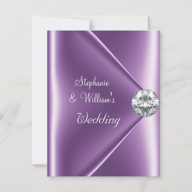 Convite Jóia de Diamante Roxo Mauve de Casamento (Frente)