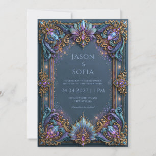 Convite Joia de Filigrana de Ametista Casamento