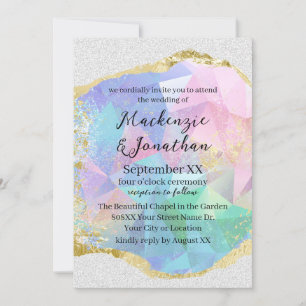 Convite Joia de Opala Glamourosa com Casamento de Ouro