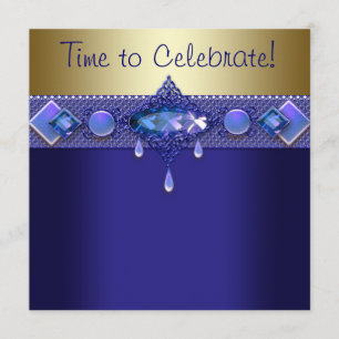Convite Joias Roxo Azul Real Dourado Festa de Aniversário