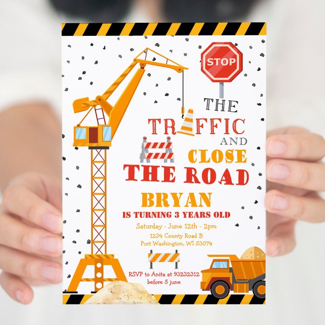 Convite Join the Crew Boy Construction Birthday Invitation (Criador carregado)