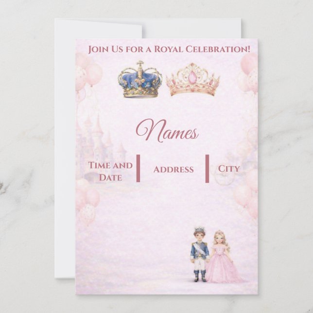 Convite Join us for a Royal Celebration Birthday Invites (Frente)