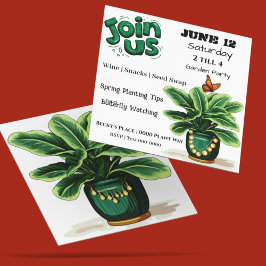 Convite Join Us Plants and Butterflies Garden Party Invite