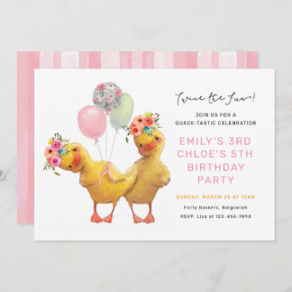Convite Joint Ducklings Birthday Invite, Siblings Friends 