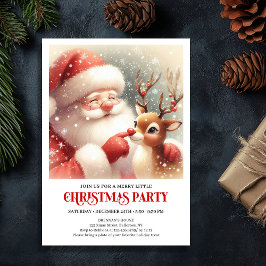 Convite Jolly Santa Rudolph Holiday Party Invitation
