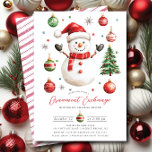 Convite Jolly Snowman - Grupo de Troca de Ornamentos<br><div class="desc">Celebre a estação festiva com nosso convite de festas de troca de Enfeites de natal alegre. Este charmoso design apresenta um delicioso boneco de neve, perfeito para dar um tom alegre para sua reunião de férias. Convide amigos e familiares a se juntarem à diversão de trocar ornamentos, criar memórias duradouras...</div>