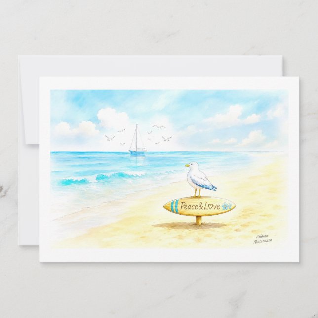 Convite Jon Seagull - Paz & Amor  (Frente)