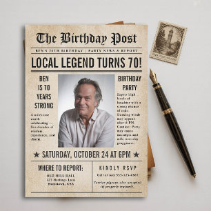 Convite Jornal Aniversário Notícias Engraçadas Homens Humo