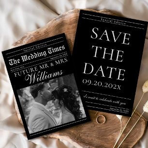 Convite Jornal de Casamento Minimalista com Foto Save The