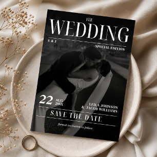 Convite Jornal de Casamento Save the Date Moderno Revista