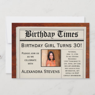 Convite Jornal de festa de aniversário personalizado da