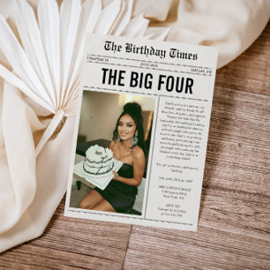 Convite Jornal de Foto Engraçada de Aniversário de 40 anos