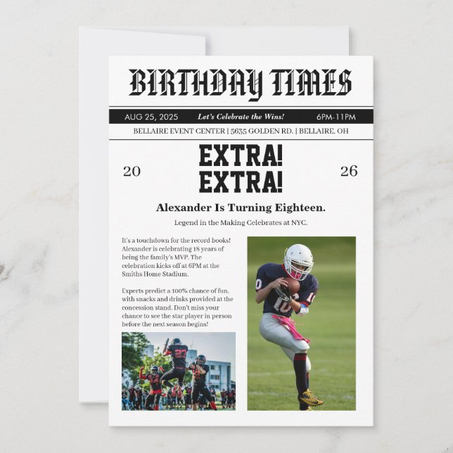 Convite Jornal Futebol Aniversário (Frente)