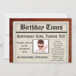 Convite Jornal Personalizado da Festa de aniversário 50ª