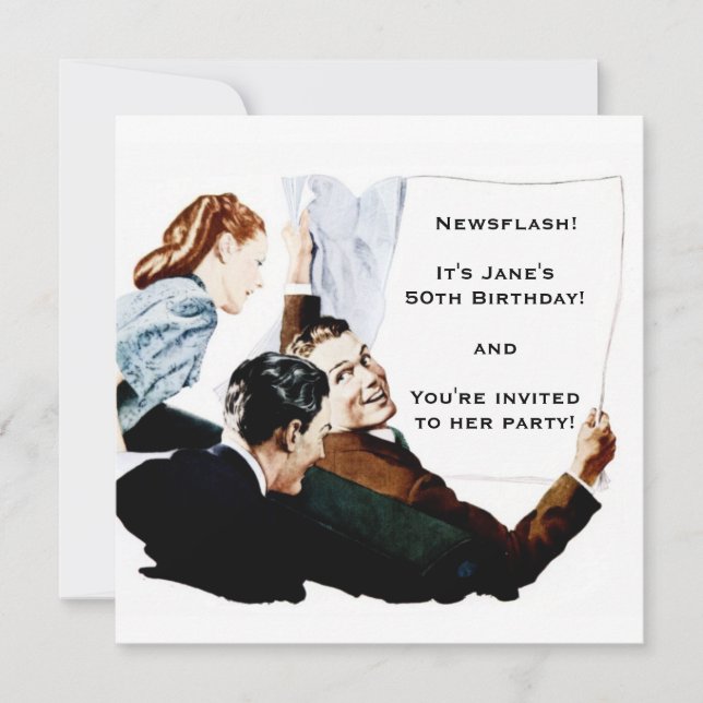 Convite Jornal Retro dos anos 50 (Frente)