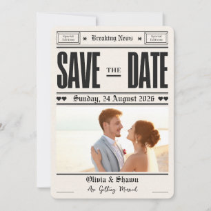 Convite Jornal Vintage Casamento Salve a data