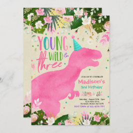 Convite Jovem Dinossauro Selvagem E Dinossauro Livre Anive