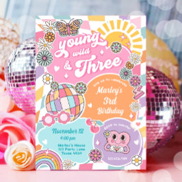 Convite Jovem e Três Raparigas Retro Pré-Papoila Varsity A