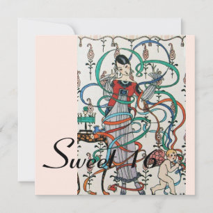 Convite JOVEM GAROTA, COR FRILHANTES DOCE 16 PARTES Azul