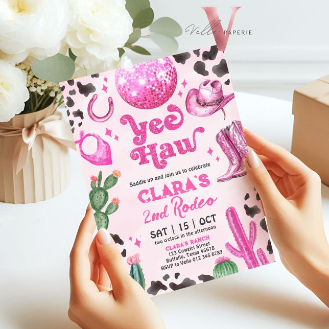 Convite Jovem Preta Rosa Qualquer Rodeio Idade Qualquer Co (Criador carregado)