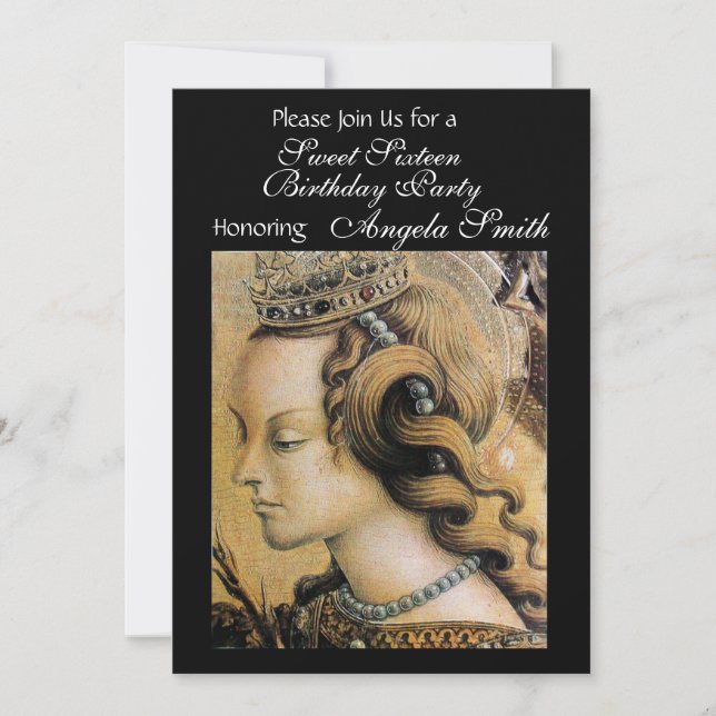 Convite JOVEM PRINCESA DOCE FESTA DE 16 ANOS black (Frente)