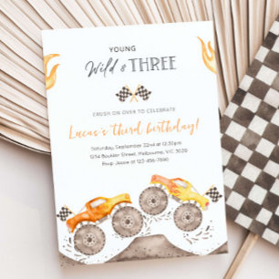 Convite Jovem, Selvagem & Caminhão Monstro Laranja THREE 3