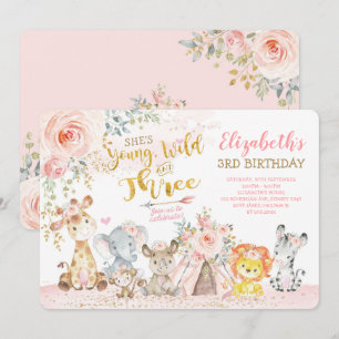 Convite Jovem Selvagem e aniversário de 3 anos Tribal Jung