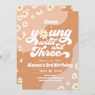 Convite Jovem Selvagem E Festa de aniversário Boho Daisy