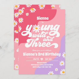 Convite Jovem Selvagem E Festa de aniversário Boho Daisy