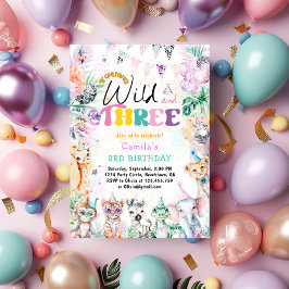 Convite Jovem Selvagem e Três Animais Safari Aniversário