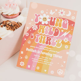 Convite Jovem Selvagem E Três aniversário de 3 anos Hippie