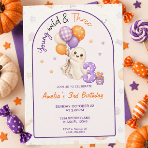 Convite Jovem Selvagem e Três Aniversário de Halloween 3º