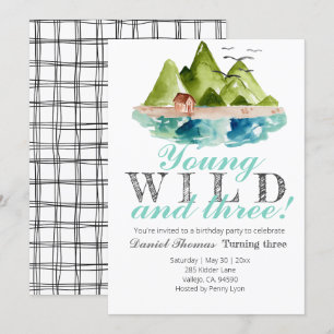 Convite Jovem selvagem e três aniversários de montanha