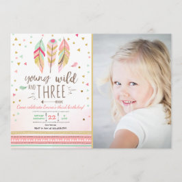 Convite Jovem selvagem e três convidam Rapariga Rosa Doura