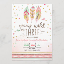 Convite Jovem selvagem e três convidam Rapariga Rosa Doura